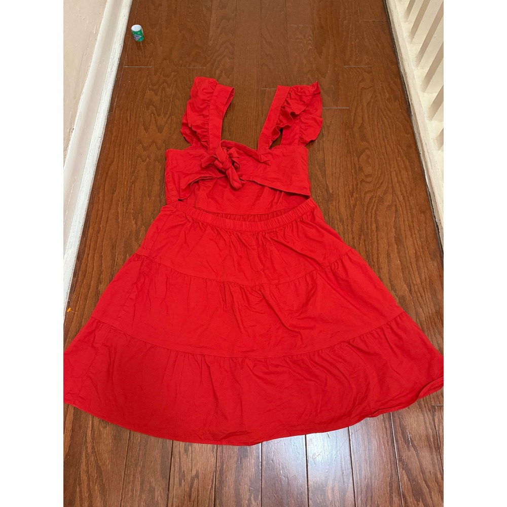 Show Me Your Mumu LovelyRed Mini Dress Tie Back Cutout Womens Medium - Picture 4 of 6
